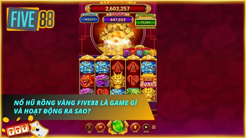 Giao diện slot 5 reel với hình rồng vàng